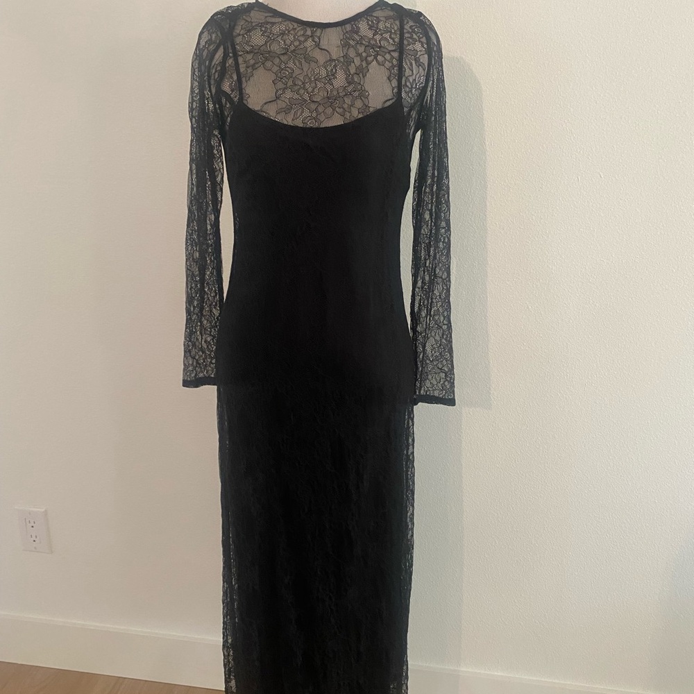 Zara Black Long Sleeve Lace Dress
